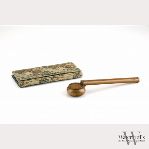 A Japanese Pen and Inkwell Set with Purse