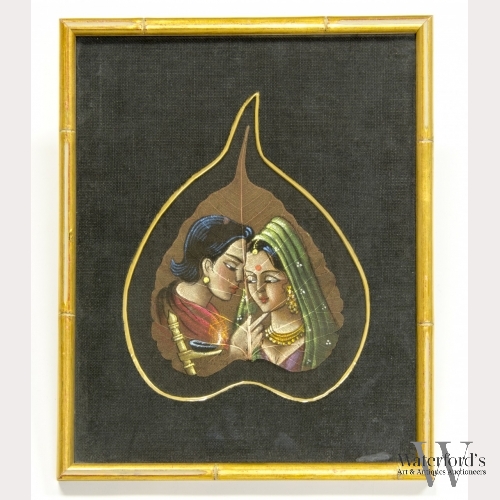 An Indian Figural Painting on a Leaf