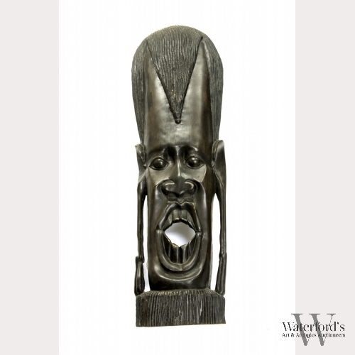 A Large African Carved Wood Mask Wall Hanging