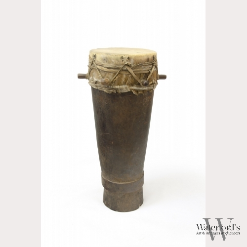 An African Tree Trunk and Animal Hide Drum