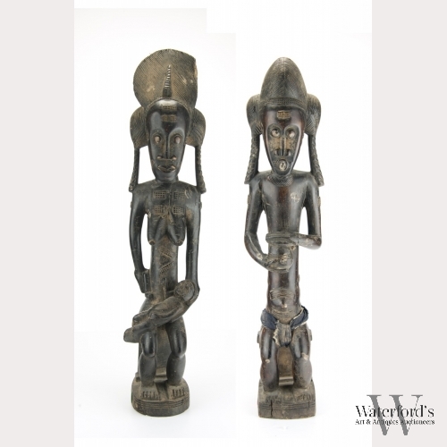 A Pair of Baule Statues, Ivory Coast