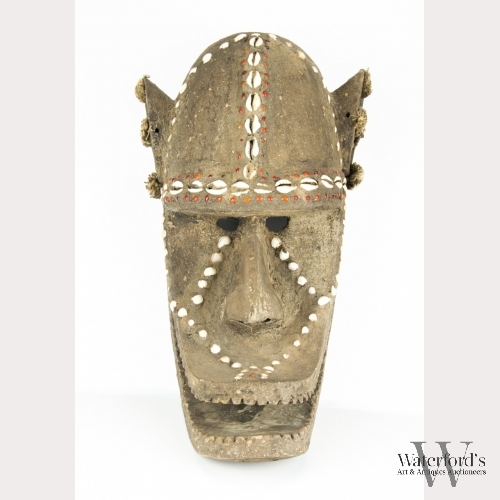 A Carved Wood Bamana Kore Society Hyena Mask